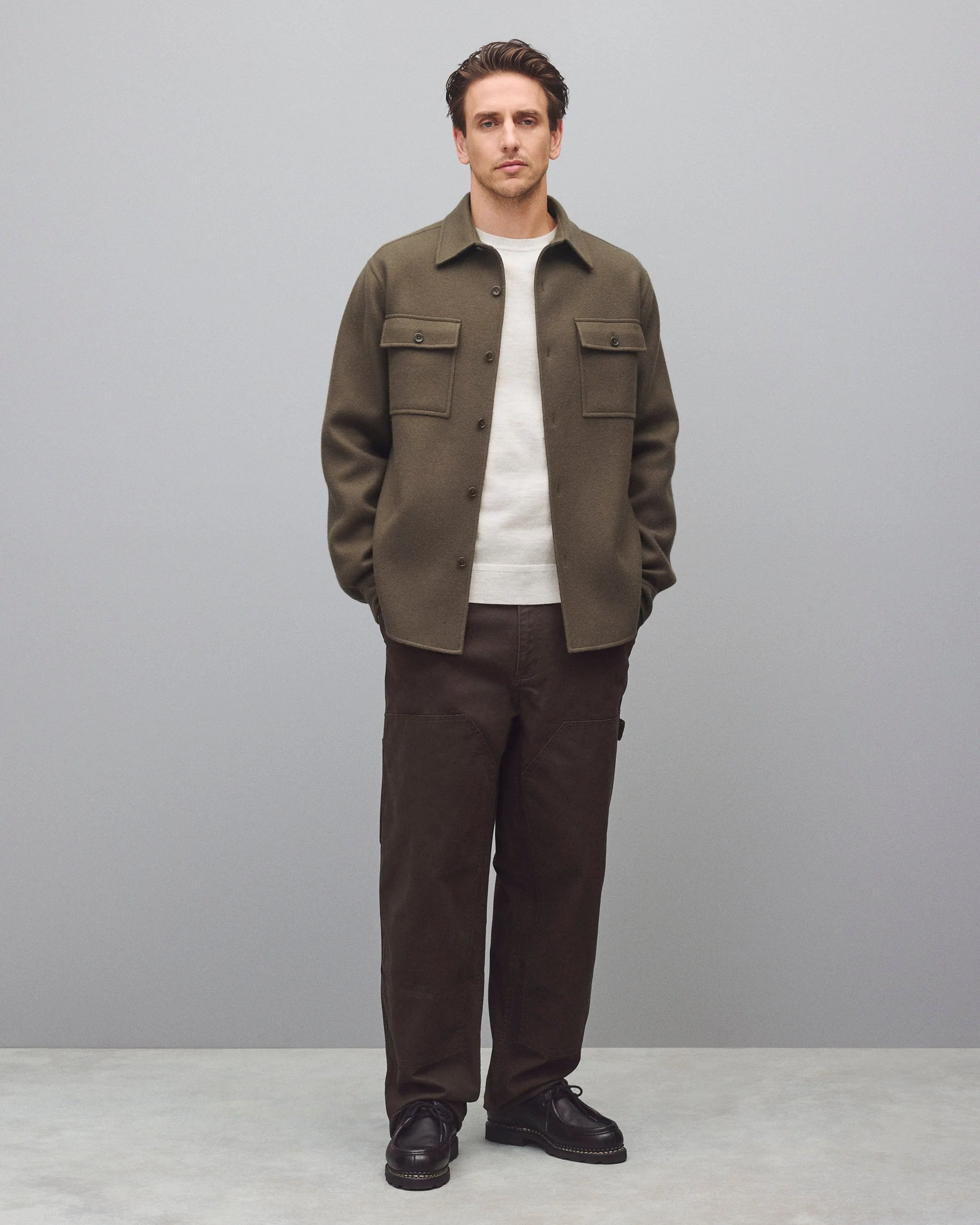 Double Faced Wool Concourse Overshirt - Image 3