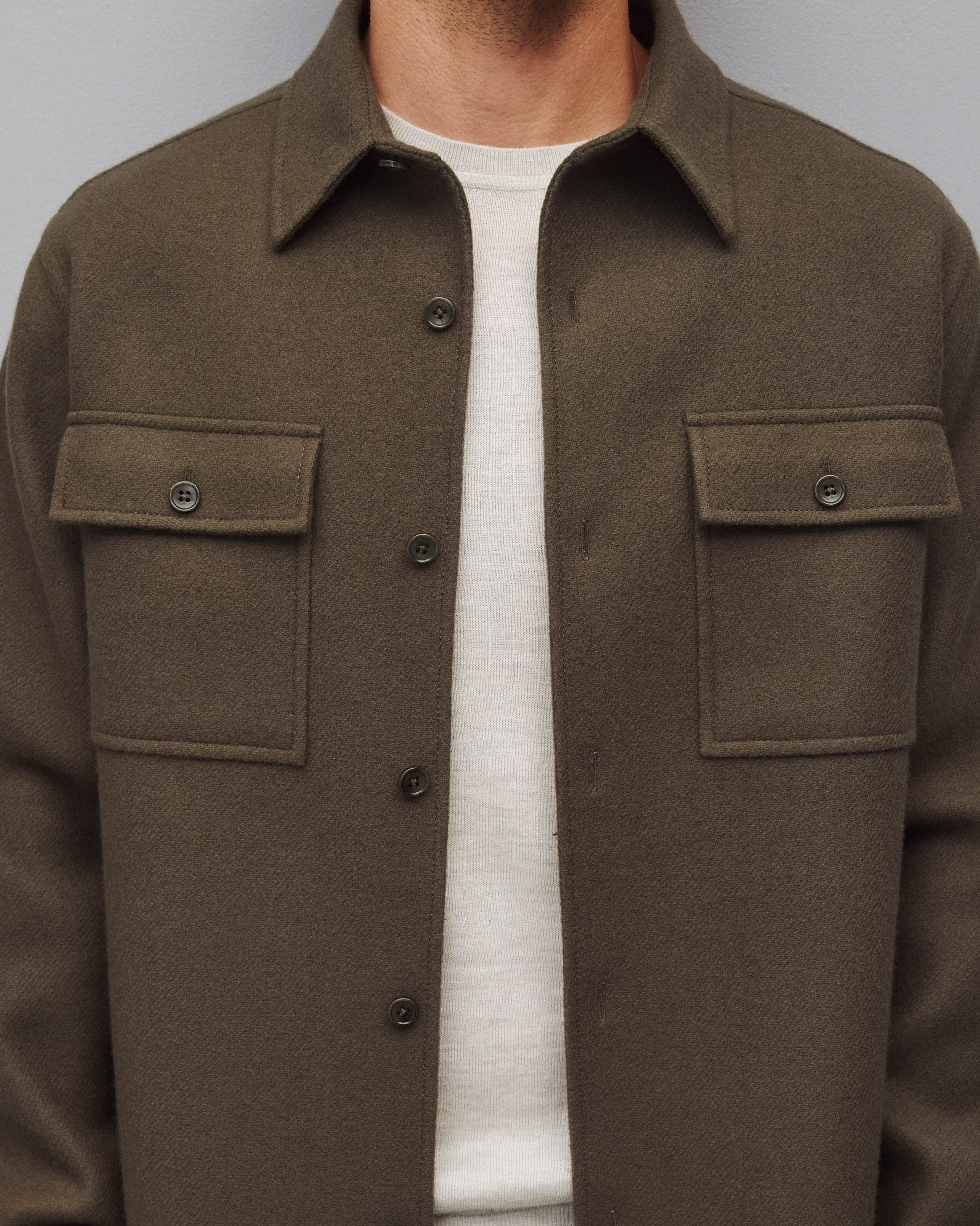 Double Faced Wool Concourse Overshirt - Image 6
