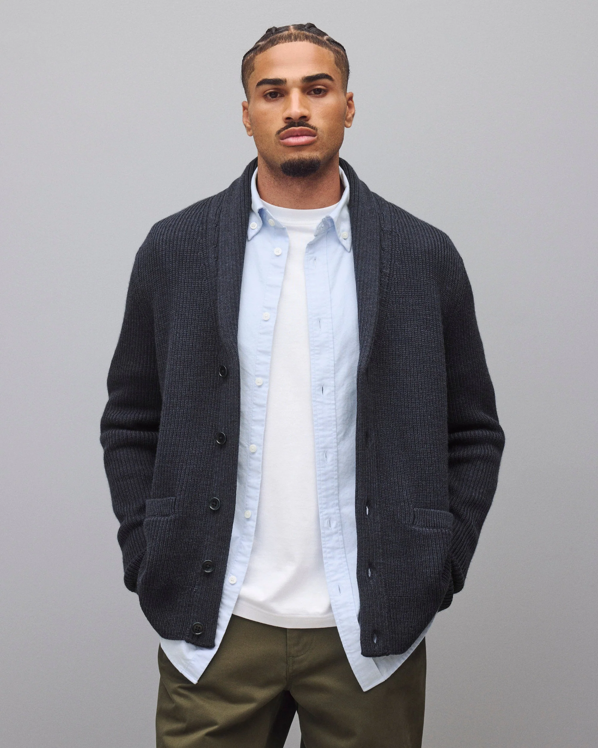 Merino Rib Vinnie Shawl Cardigan - Image 2